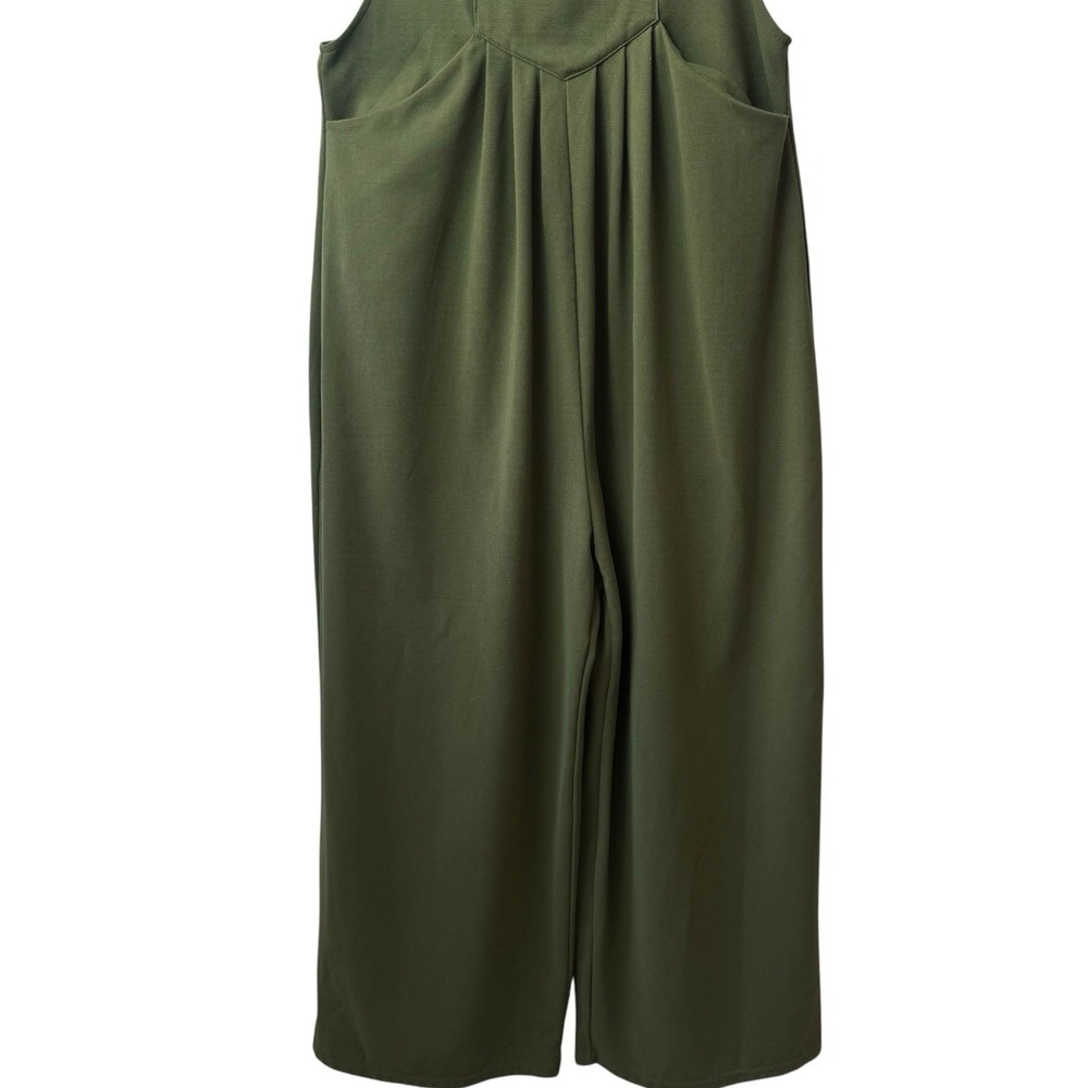 Halara Waffle Knit Overalls with Pockets Wide Leg Green Leisure Comfort Casual M - Picture 5 of 13
